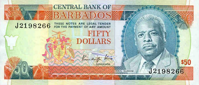 Front of Barbados p40a: 50 Dollars from 1989