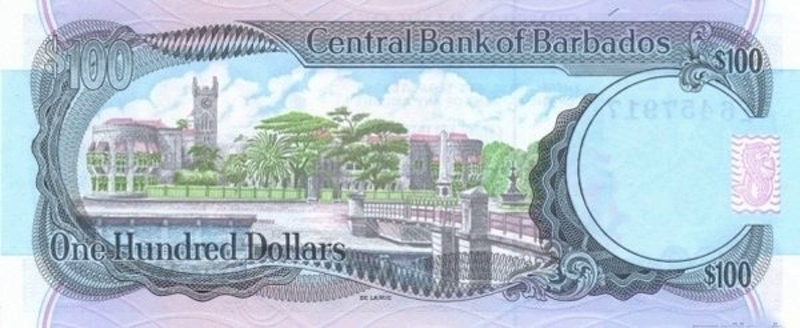 Back of Barbados p41: 100 Dollars from 1986