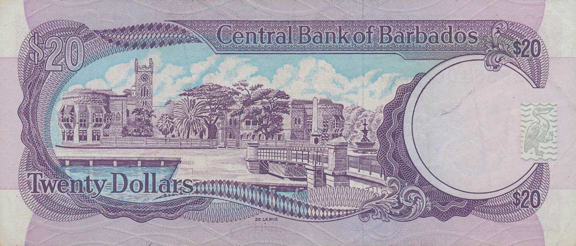 Back of Barbados p44: 20 Dollars from 1993