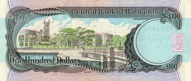 Back of Barbados p45: 100 Dollars from 1994