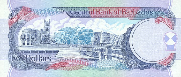 Back of Barbados p54b: 2 Dollars from 1998