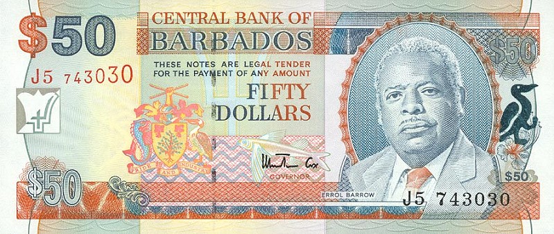 Front of Barbados p58: 50 Dollars from 1999
