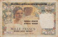 p54 from Madagascar: 1000 Francs from 1961