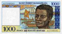 p76a from Madagascar: 1000 Francs from 1994