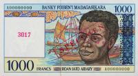 Gallery image for Madagascar p76s: 1000 Francs