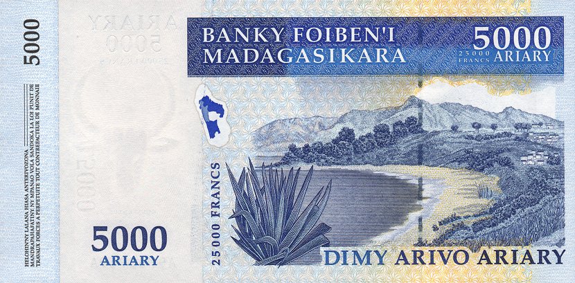 Back of Madagascar p84: 5000 Ariary from 2003