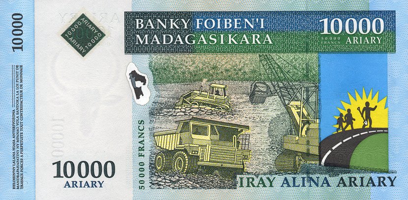Back of Madagascar p85: 10000 Ariary from 2003