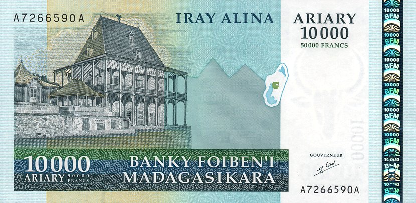 Front of Madagascar p85: 10000 Ariary from 2003
