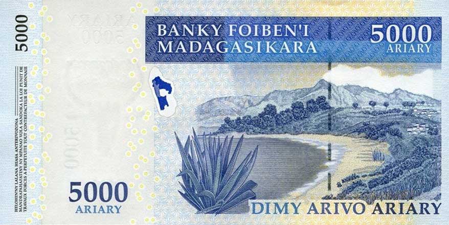 Back of Madagascar p94a: 5000 Ariary from 2008