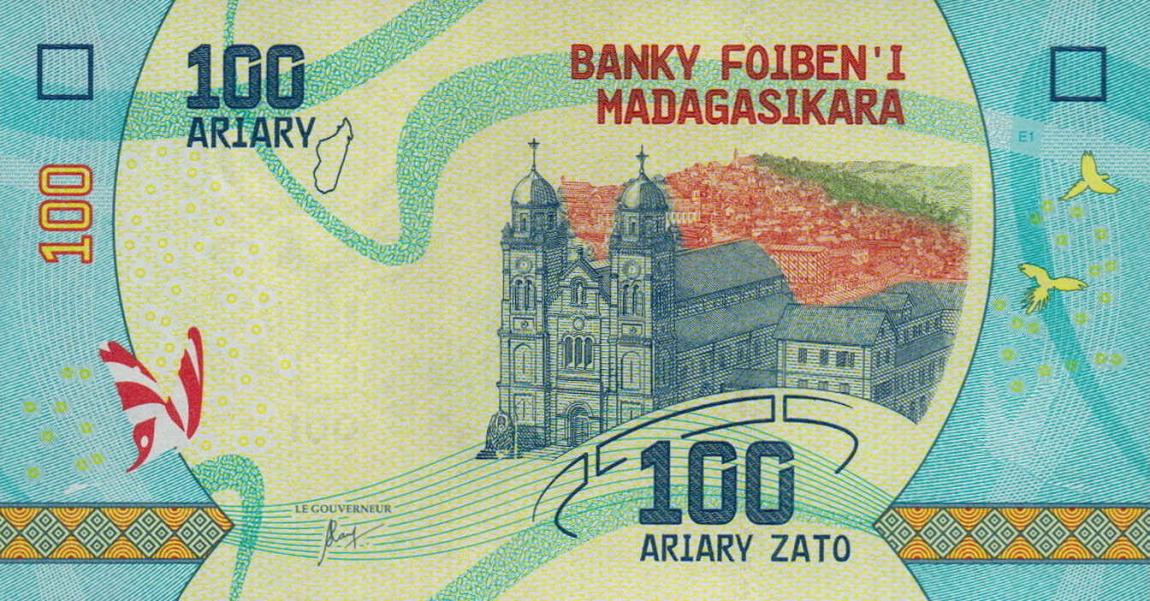 Front of Madagascar p97: 100 Ariary from 2017