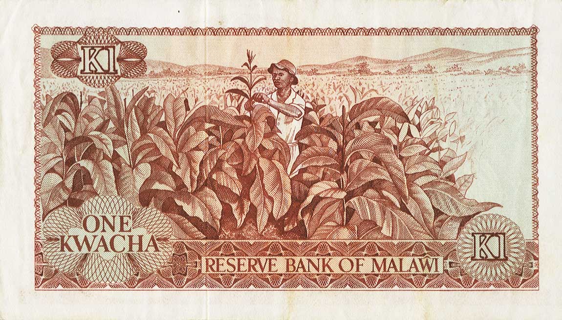 Back of Malawi p10b: 1 Kwacha from 1974