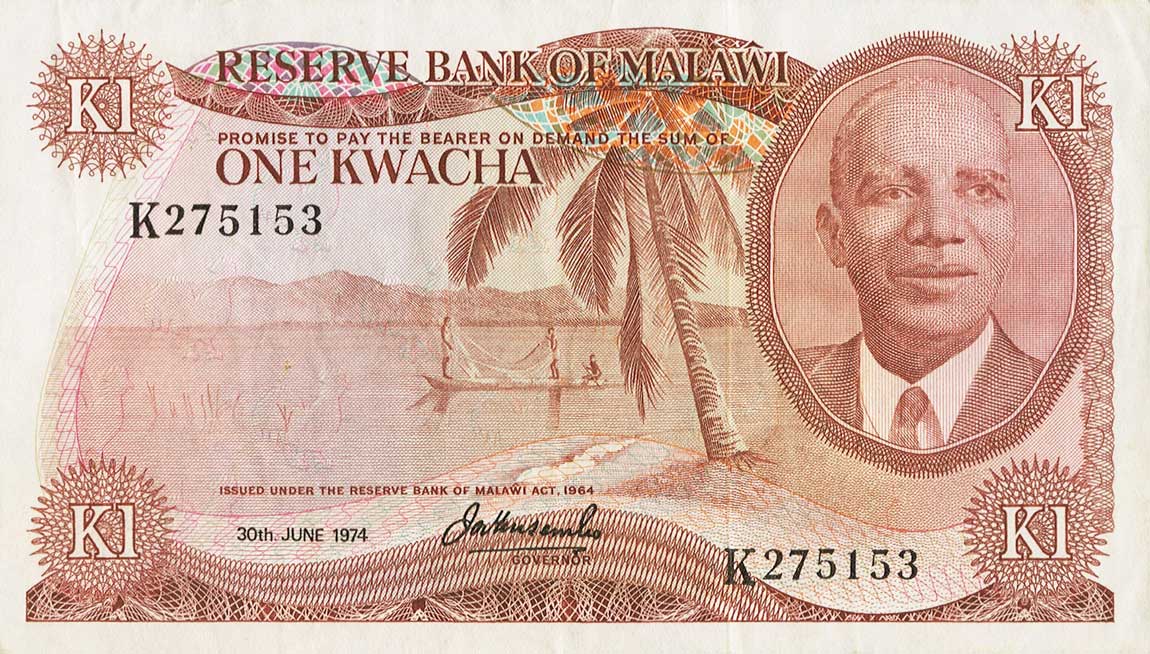 Front of Malawi p10b: 1 Kwacha from 1974