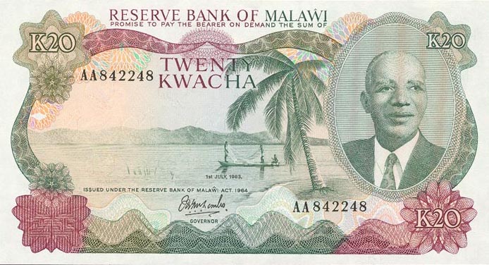 Front of Malawi p17a: 20 Kwacha from 1983