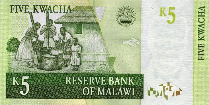 Back of Malawi p36c: 5 Kwacha from 2005