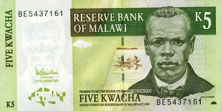 Front of Malawi p36c: 5 Kwacha from 2005
