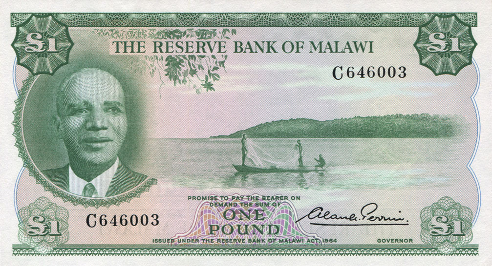 Front of Malawi p3a: 1 Pound from 1964
