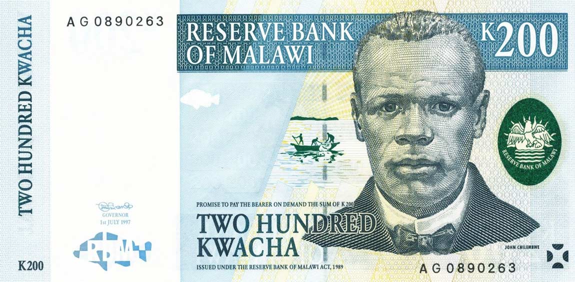 Front of Malawi p41: 200 Kwacha from 1997