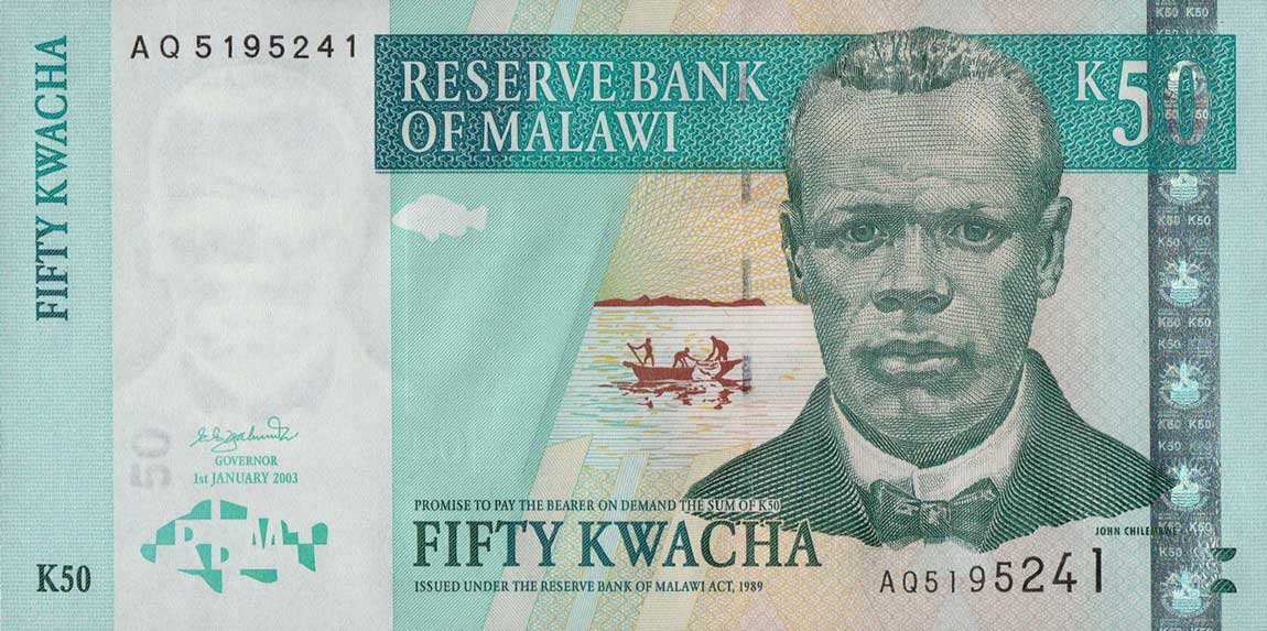 Front of Malawi p45b: 50 Kwacha from 2003