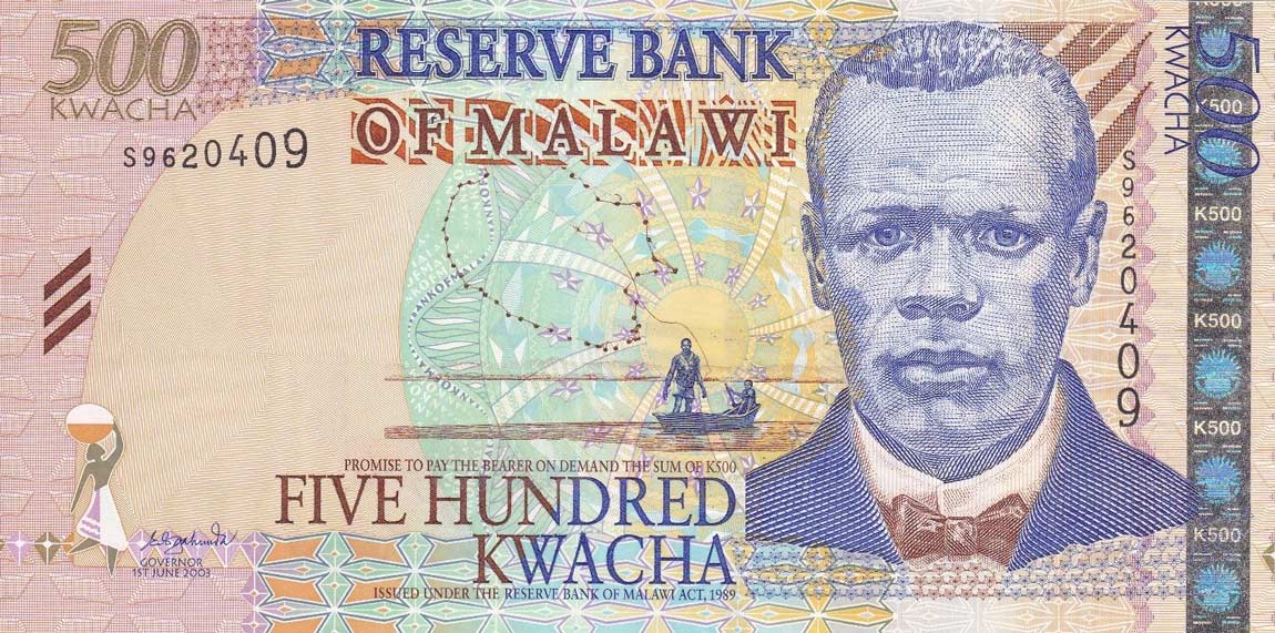 Front of Malawi p48Aa: 500 Kwacha from 2003