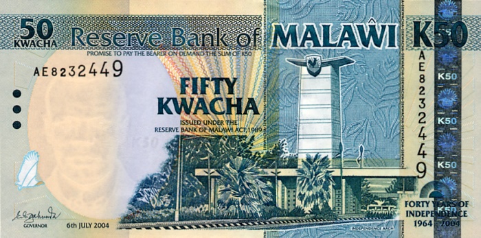 Front of Malawi p49a: 50 Kwacha from 2004