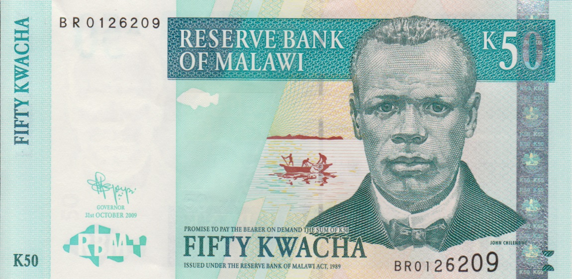 Front of Malawi p53d: 50 Kwacha from 2009