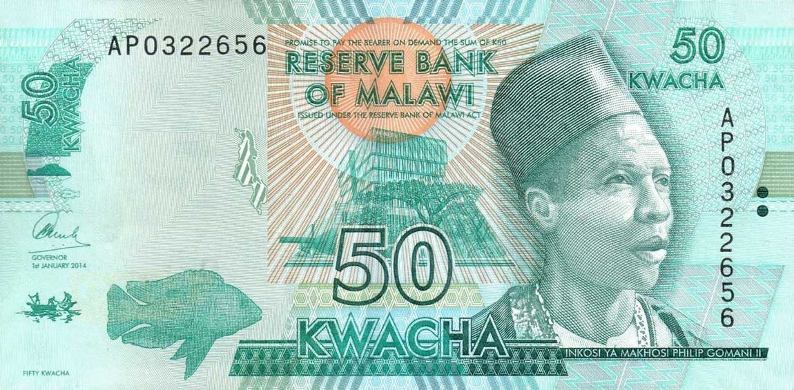 Front of Malawi p64a: 50 Kwacha from 2014