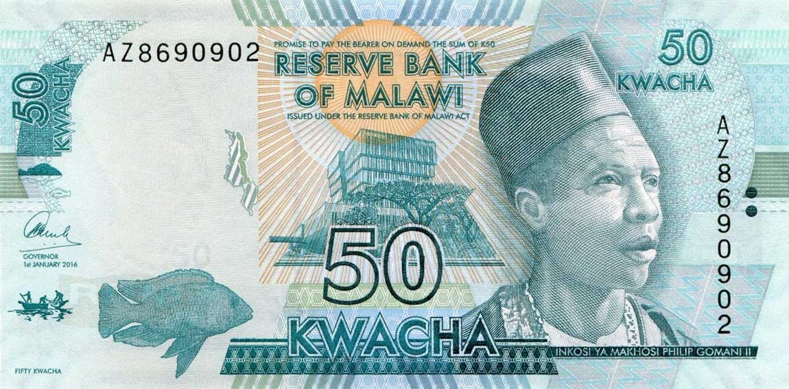 Front of Malawi p64c: 50 Kwacha from 2016