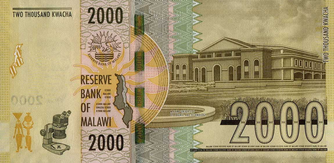 Back of Malawi p69a: 2000 Kwacha from 2016