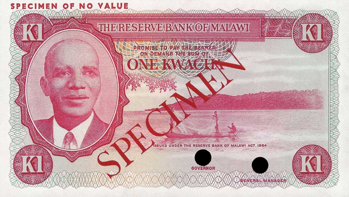 Front of Malawi p6ct: 1 Kwacha from 1971