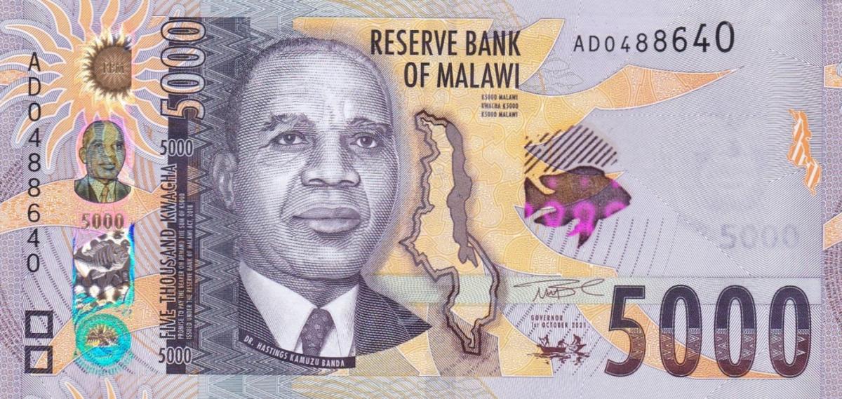 Front of Malawi p71: 5000 Kwacha from 2021