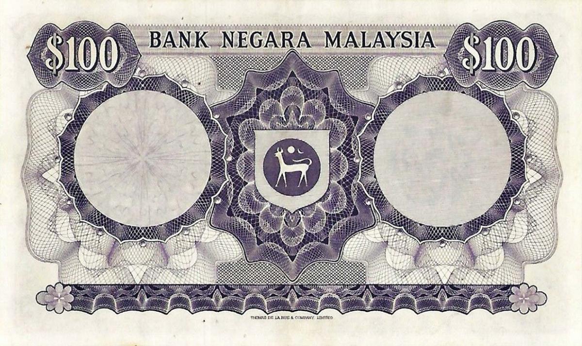 Back of Malaysia p17A: 100 Ringgit from 1981