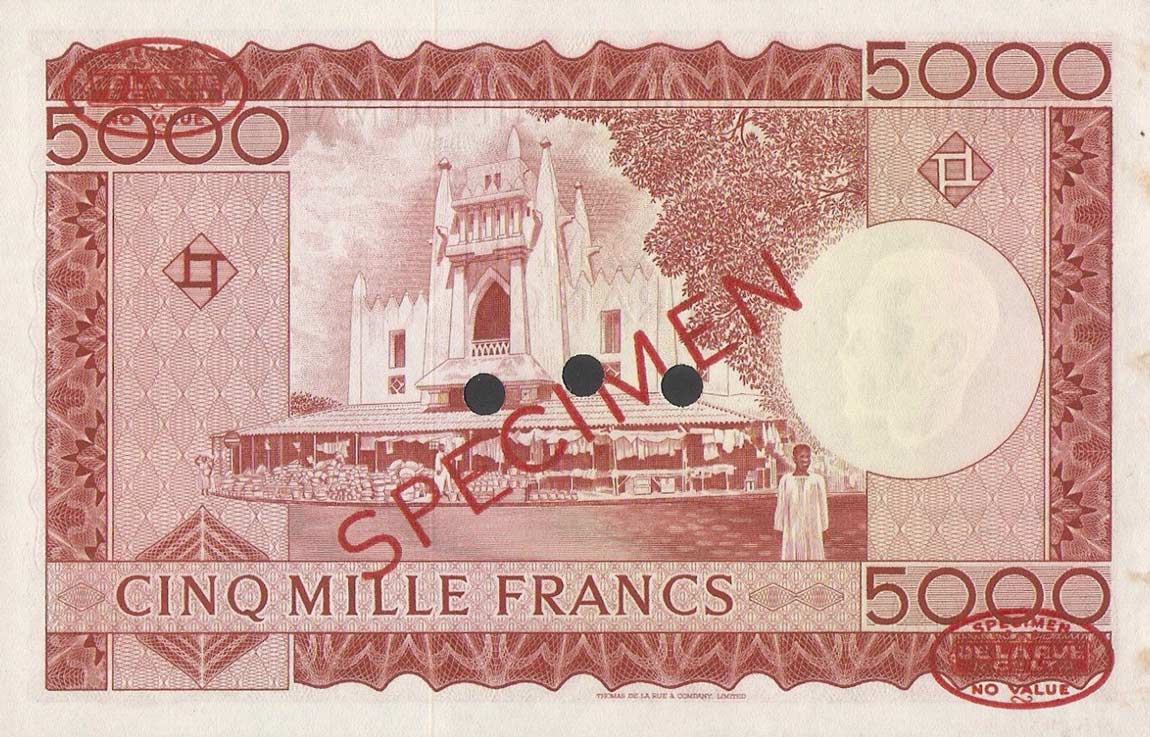 Back of Mali p10s: 5000 Francs from 1960