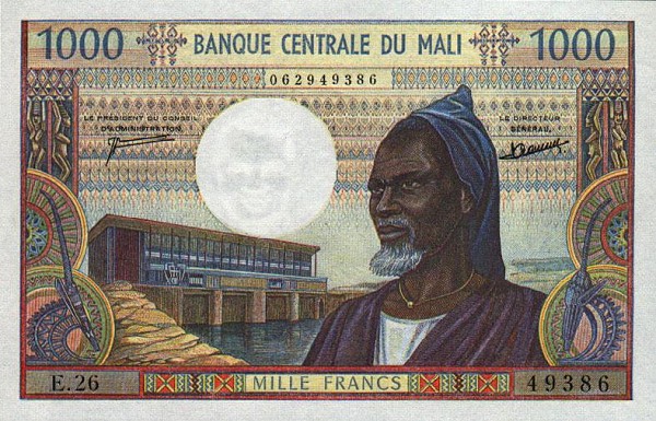 Front of Mali p13d: 1000 Francs from 1970