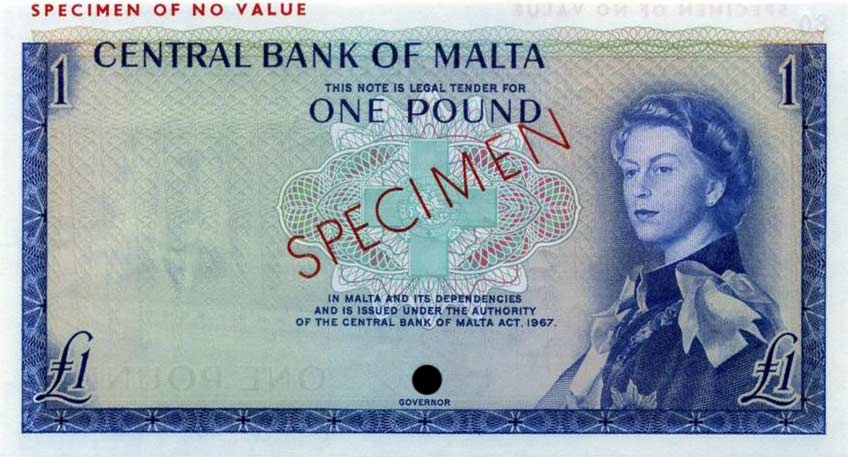 Front of Malta p26ct: 1 Pound from 1949