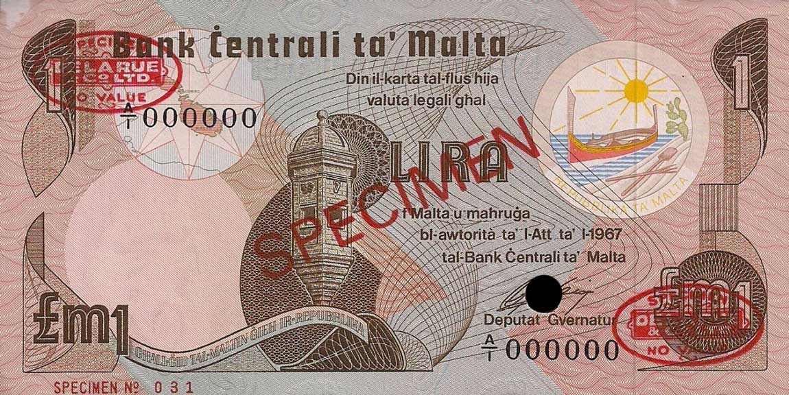 Front of Malta p34s: 1 Lira from 1979