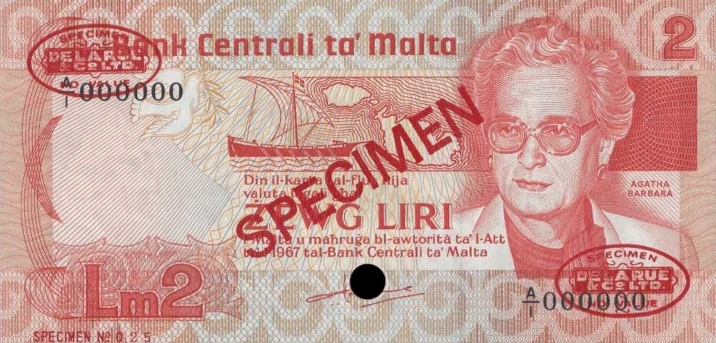 Front of Malta p37s: 2 Lira from 1986