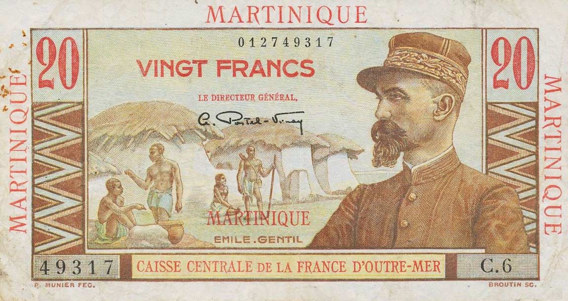 Front of Martinique p29a: 20 Francs from 1947