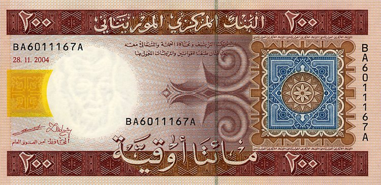 Front of Mauritania p11a: 200 Ouguiya from 2004