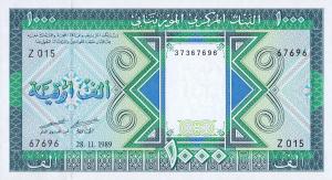 p7A from Mauritania: 1000 Ouguiya from 1989