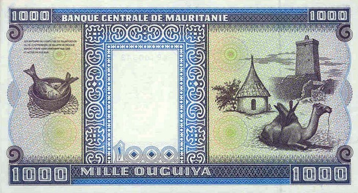 Back of Mauritania p7f: 1000 Ouguiya from 1993