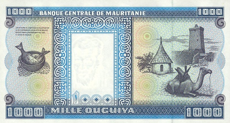 Back of Mauritania p9a: 1000 Ouguiya from 1999