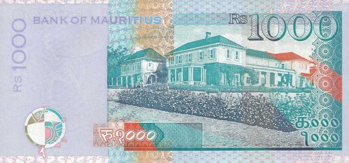 Back of Mauritius p59b: 1000 Rupees from 2006