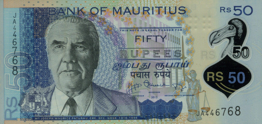 Front of Mauritius p65a: 50 Rupees from 2013