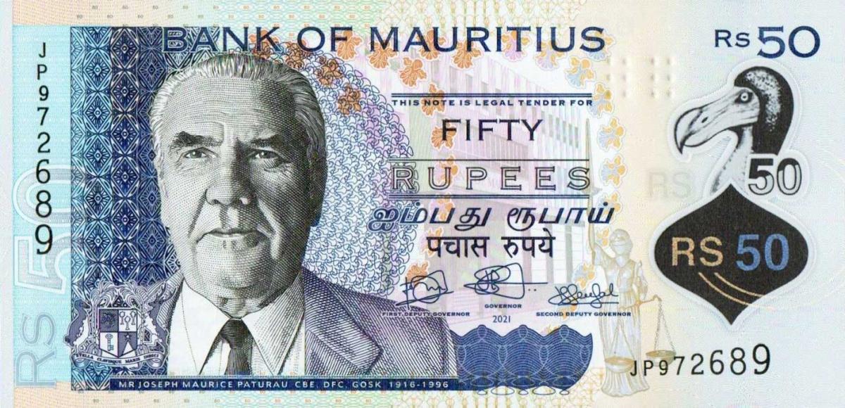 Front of Mauritius p65b: 50 Rupees from 2021