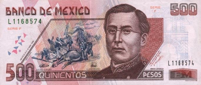 Front of Mexico p110b: 500 Pesos from 1996