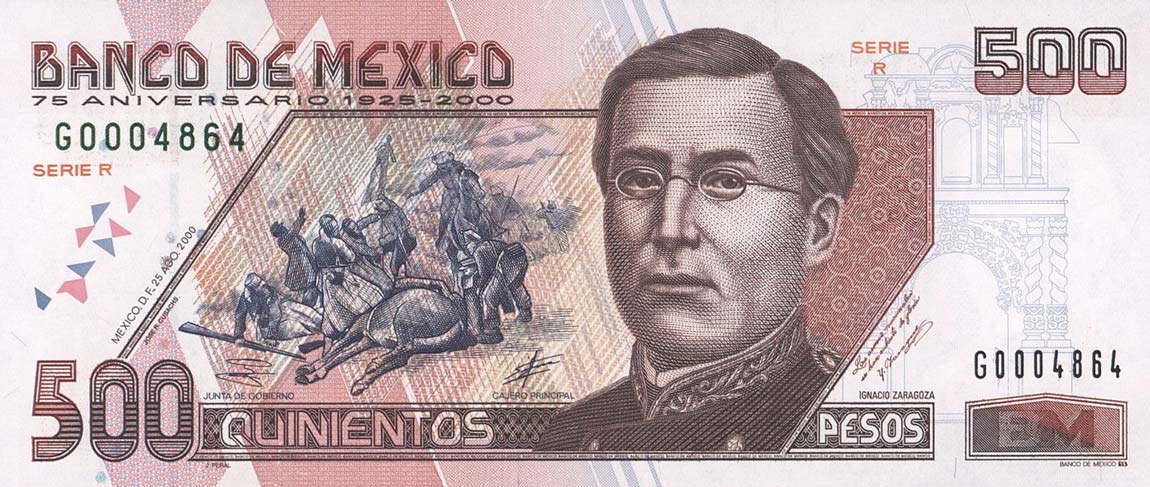 Front of Mexico p115: 500 Pesos from 2000