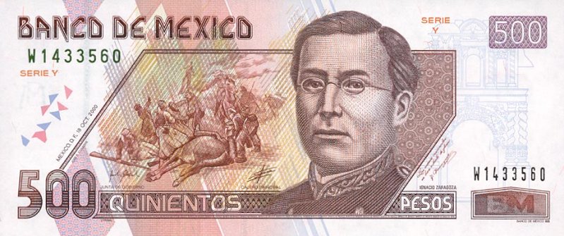 Front of Mexico p120a: 500 Pesos from 2000