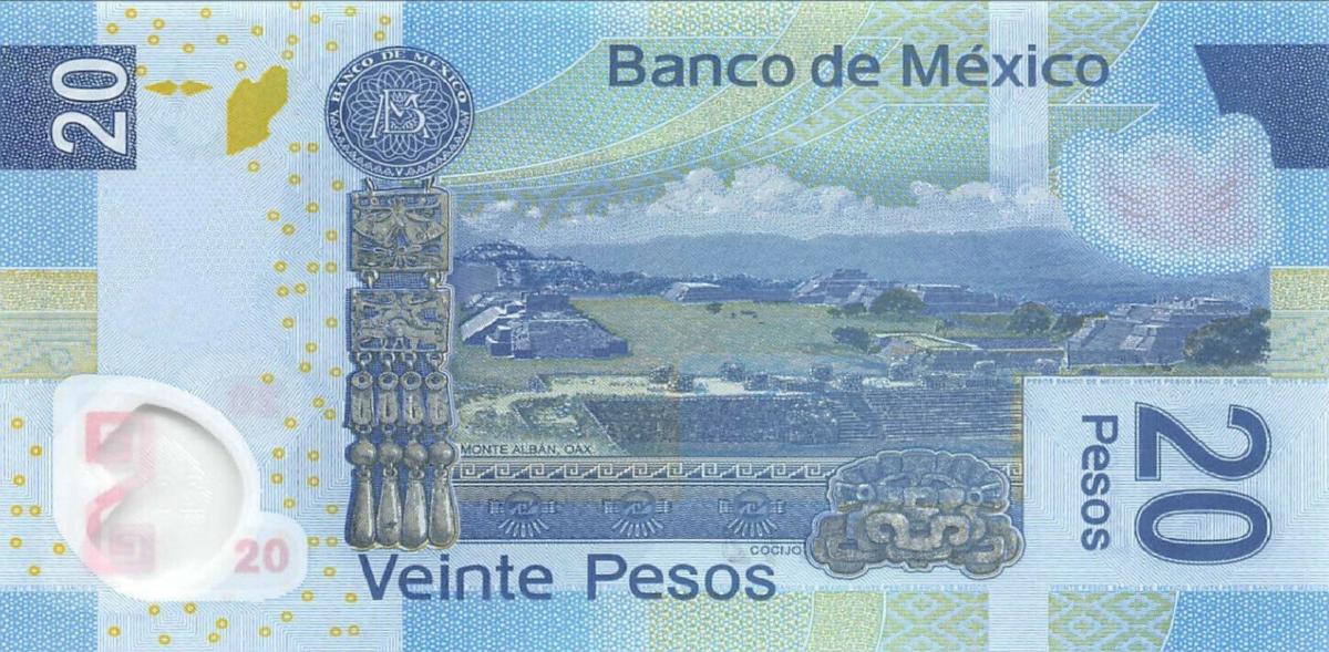 Back of Mexico p122l: 20 Pesos from 2010