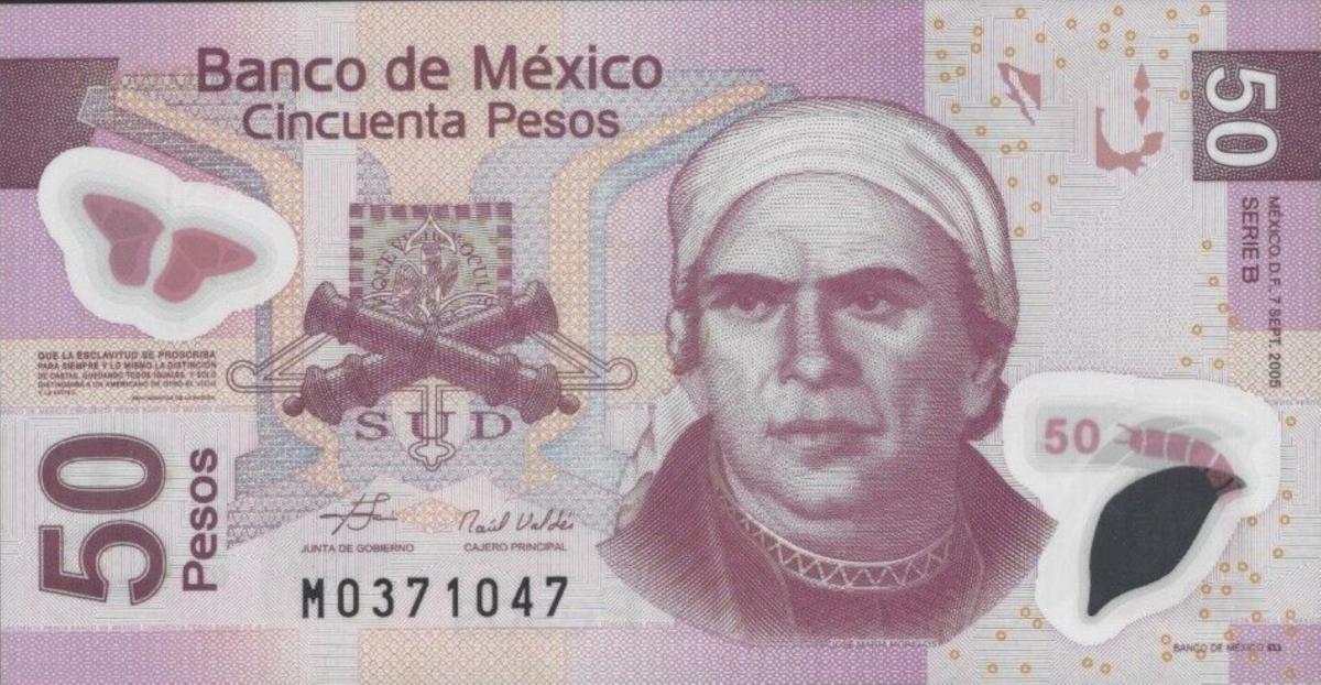 Front of Mexico p123b: 50 Pesos from 2005