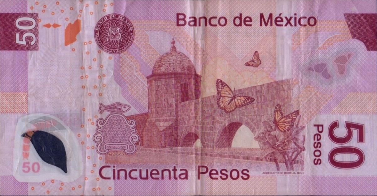 Back of Mexico p123e: 50 Pesos from 2006